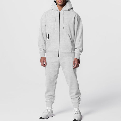 Herren modischer Hoodie mit durchgehendem Reißverschluss und sportlicher Jogginghose Echoarchiv