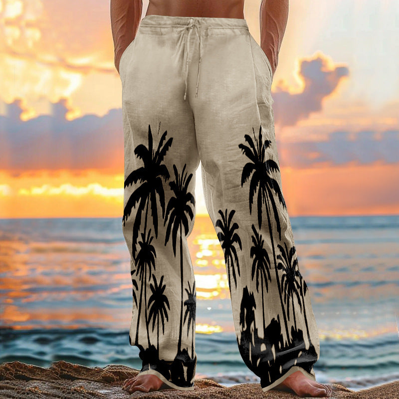 Herren entspannte Strandhose mit Palmenmotiv Echoarchiv
