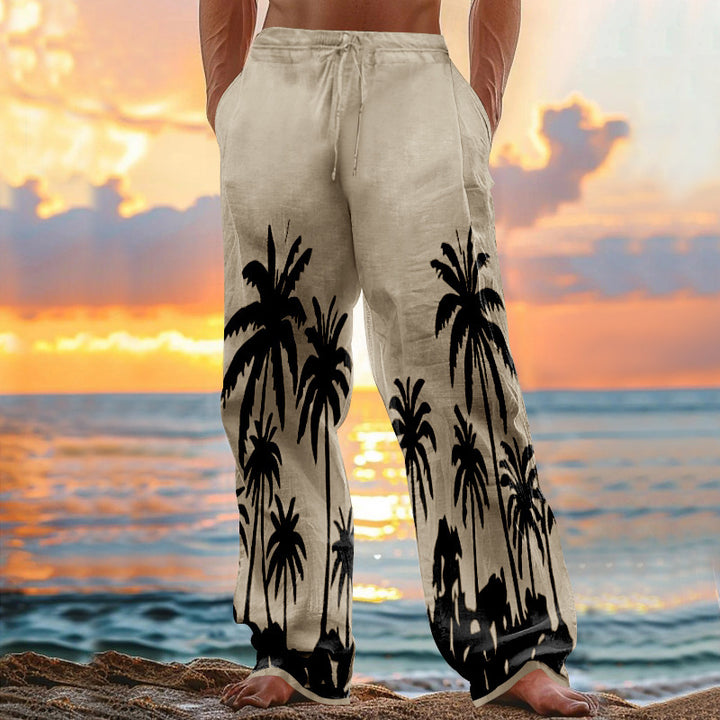 Herren entspannte Strandhose mit Palmenmotiv Echoarchiv