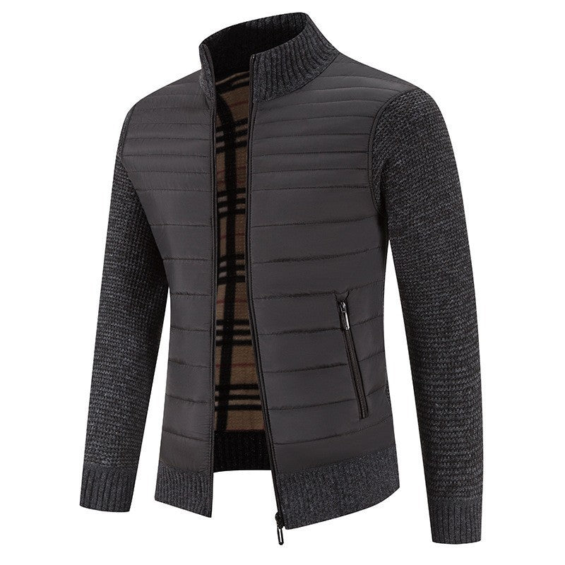 Herren Steppjacke mit modernem Strickärmeln und hohem Kragen Echoarchiv