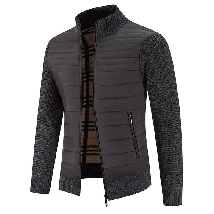 Herren Steppjacke mit modernem Strickärmeln und hohem Kragen Echoarchiv