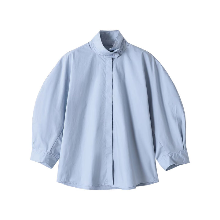 Damen Oversize Bluse mit Stehkragen und verdeckter Knopfleiste Echo Archiv