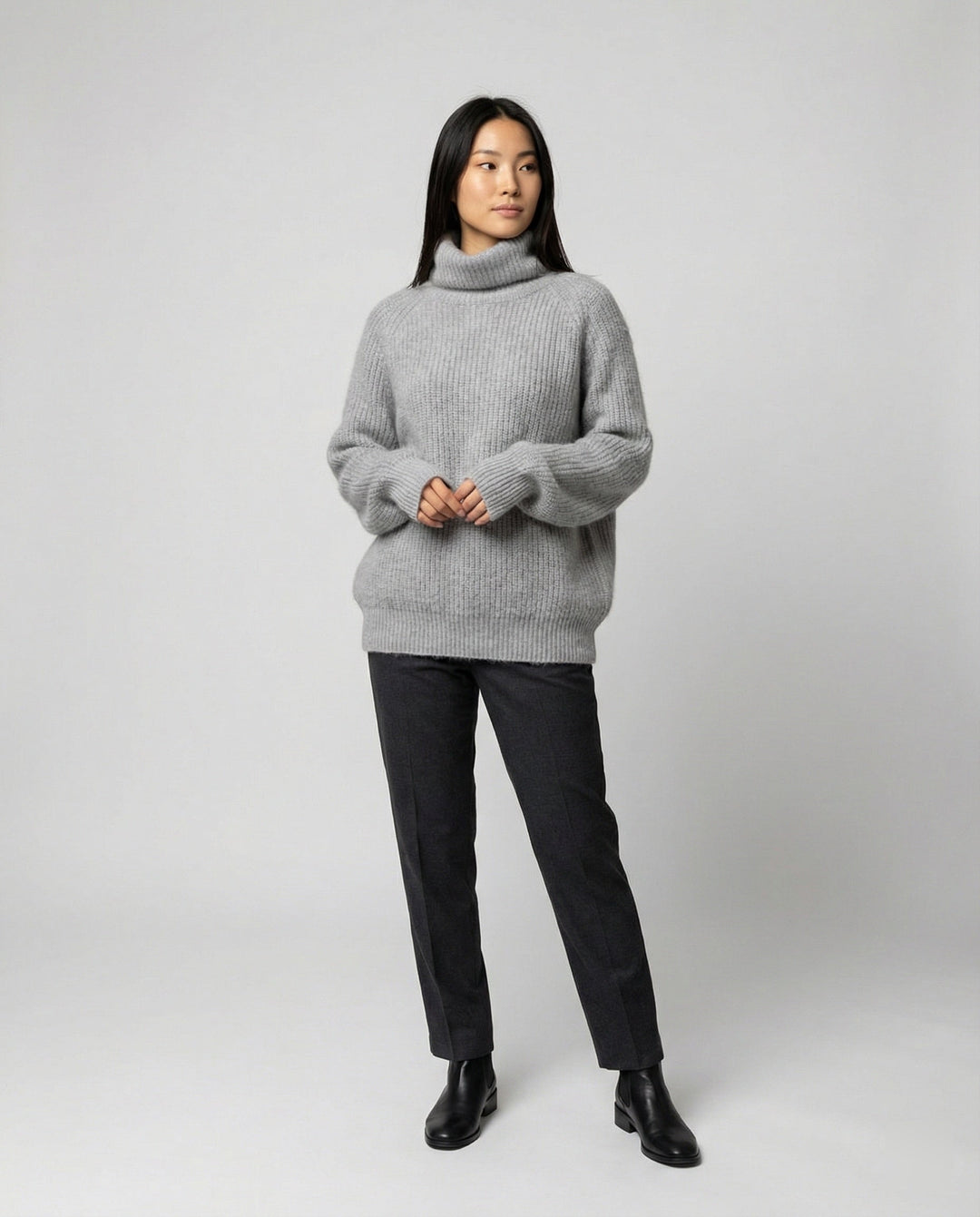 Damen Kuscheliger Rollkragenpullover aus weicher Baumwolle Echoarchiv