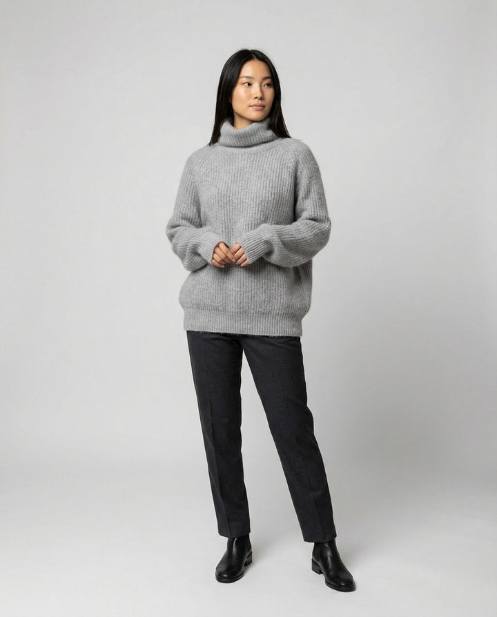 Damen Kuscheliger Rollkragenpullover aus weicher Baumwolle Echoarchiv