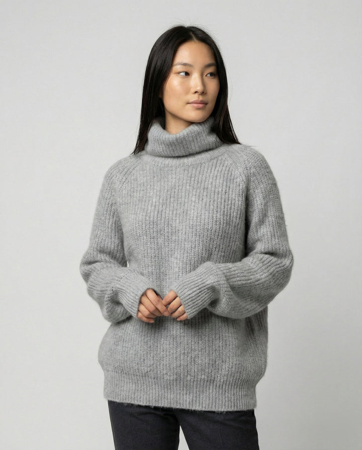 Damen Kuscheliger Rollkragenpullover aus weicher Baumwolle Echoarchiv