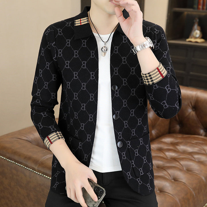 Herren Modische Strickjacke mit strukturiertem Muster Echoarchiv