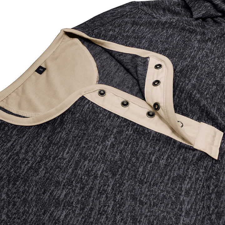 Herren Langarm-Henley-Shirt aus atmungsaktivem Baumwollmix mit eleganter Knopfleiste Echoarchiv
