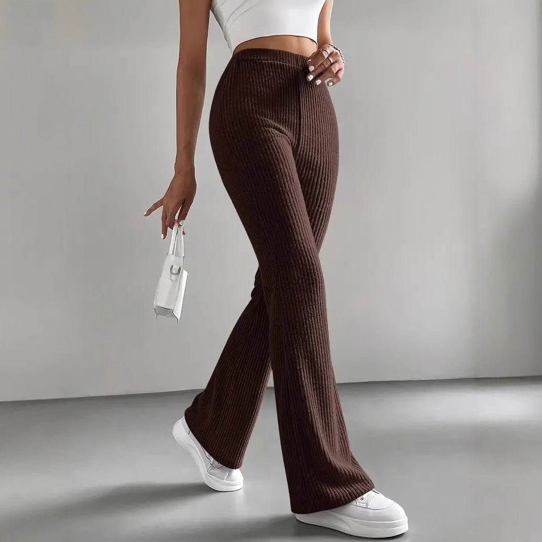 Damen Strickhose mit weitem Bein und Rippstruktur Echo Archiv