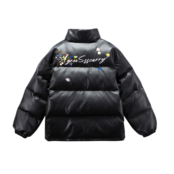 Damen Wattierte Kurzjacke mit floraler Stickerei und hohem Stehkragen Echoarchiv