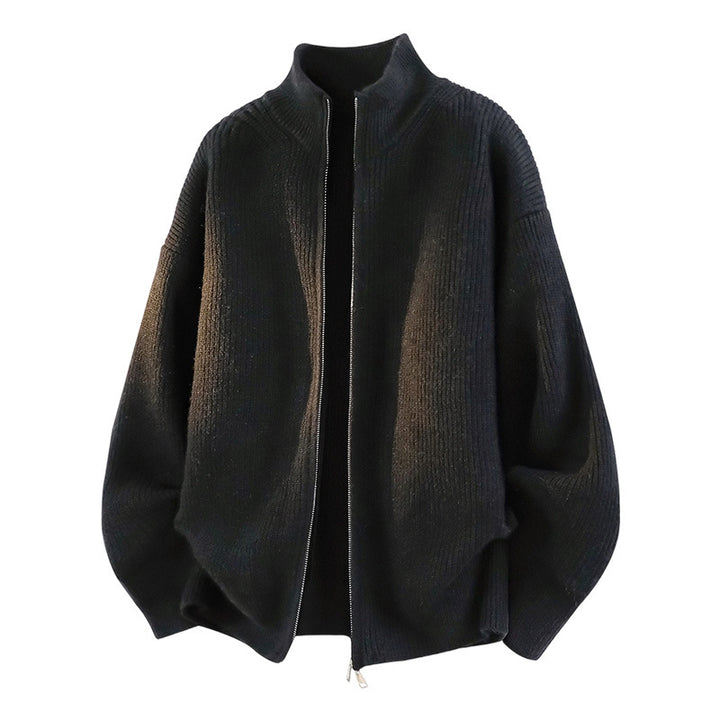 Damen Oversized Strickjacke mit hohem Kragen und Reißverschluss Echoarchiv