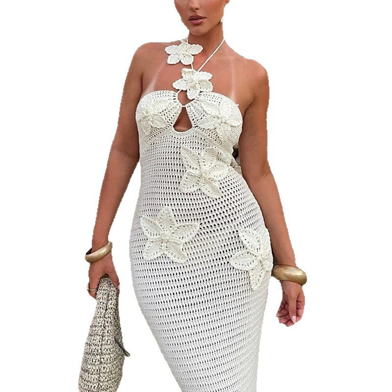 Damen Häkel-Maxikleid mit floralem Design und schmalem Schnitt Echo Archiv