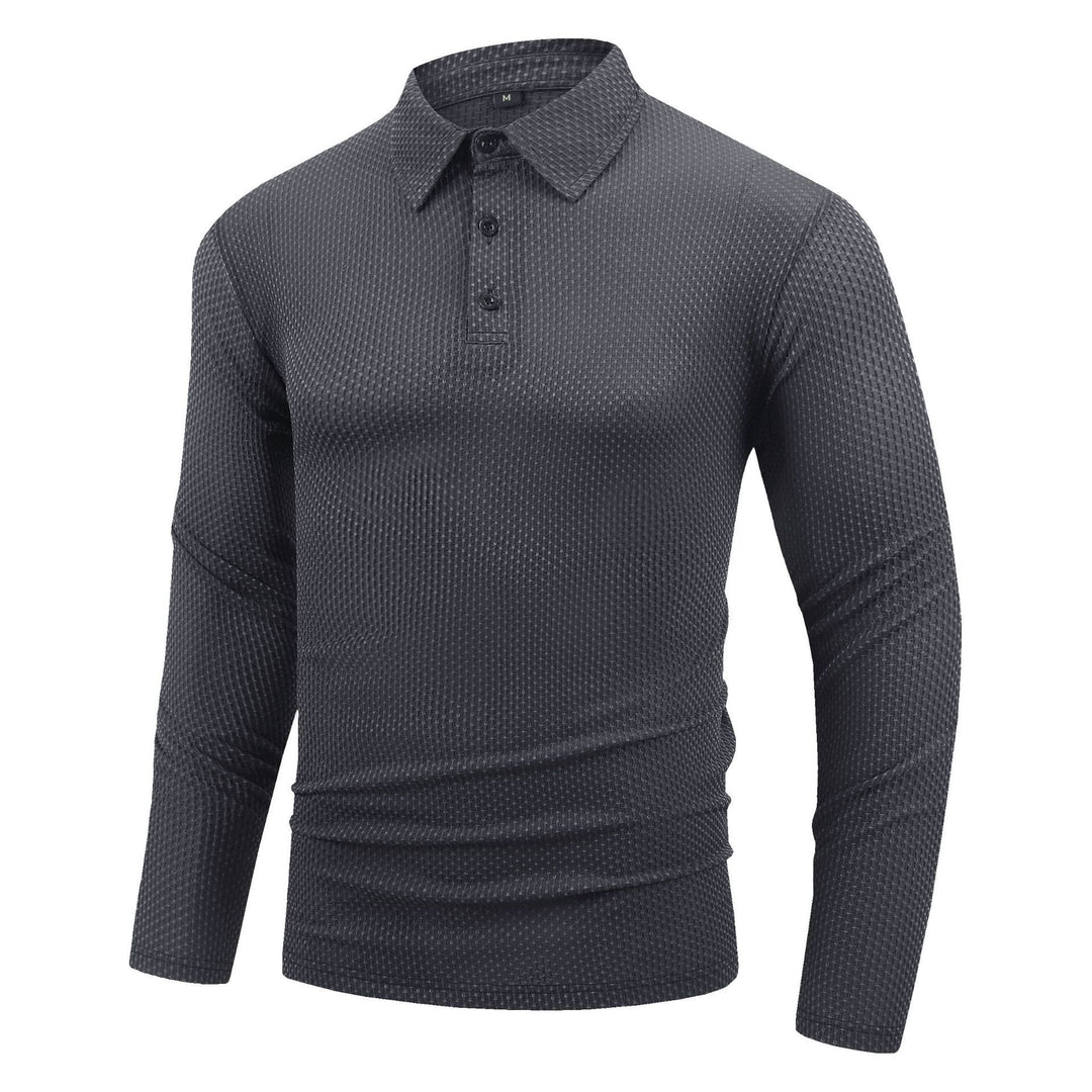Herren Langarm Poloshirt mit strukturiertem Gewebe Echoarchiv