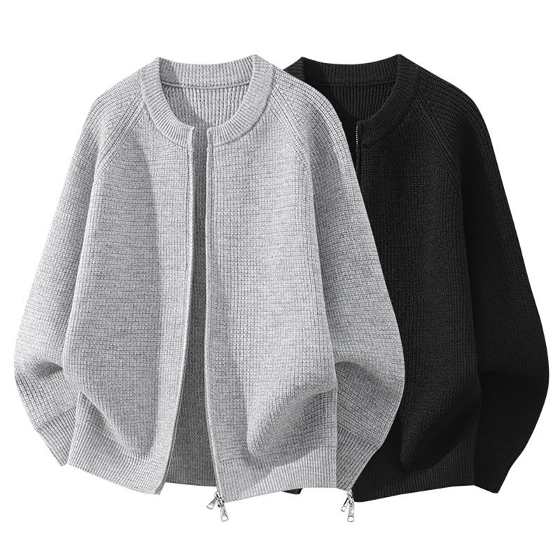 Damen Oversize-Strickcardigan mit Rundhals, Raglanärmeln und Zwei-Wege-Reißverschluss Echoarchiv