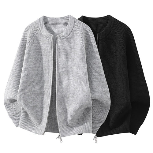 Damen Oversize-Strickcardigan mit Rundhals, Raglanärmeln und Zwei-Wege-Reißverschluss Echoarchiv