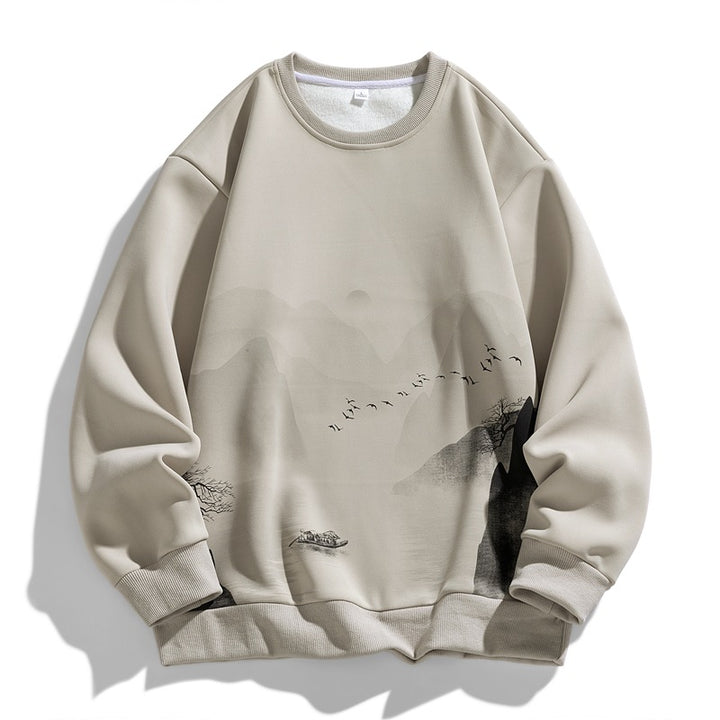 Unisex Oversize‑Sweatshirt mit Pinsel‑Print & geripptem Saum Echoarchiv