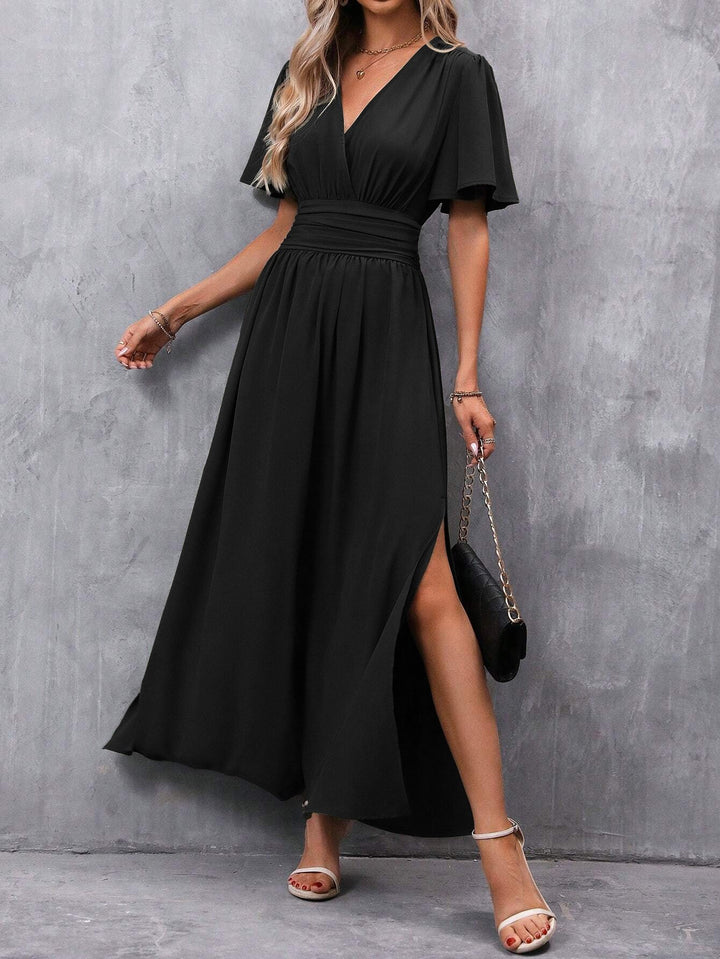 Damen Maxikleid mit Fließendem Schnitt und Eleganten Ärmeln Echoarchiv