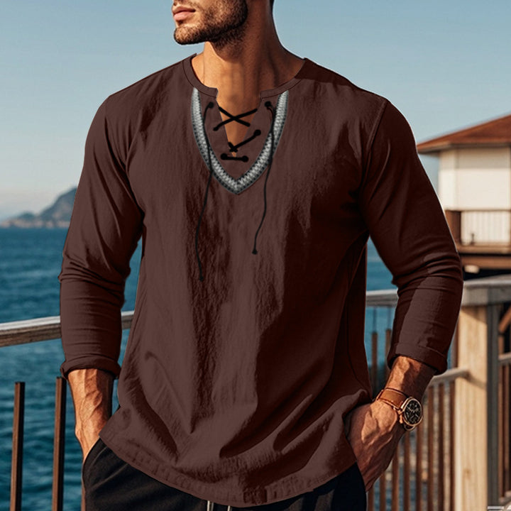 Herren Langarmshirt mit kreativem Schnürdesign Echoarchiv