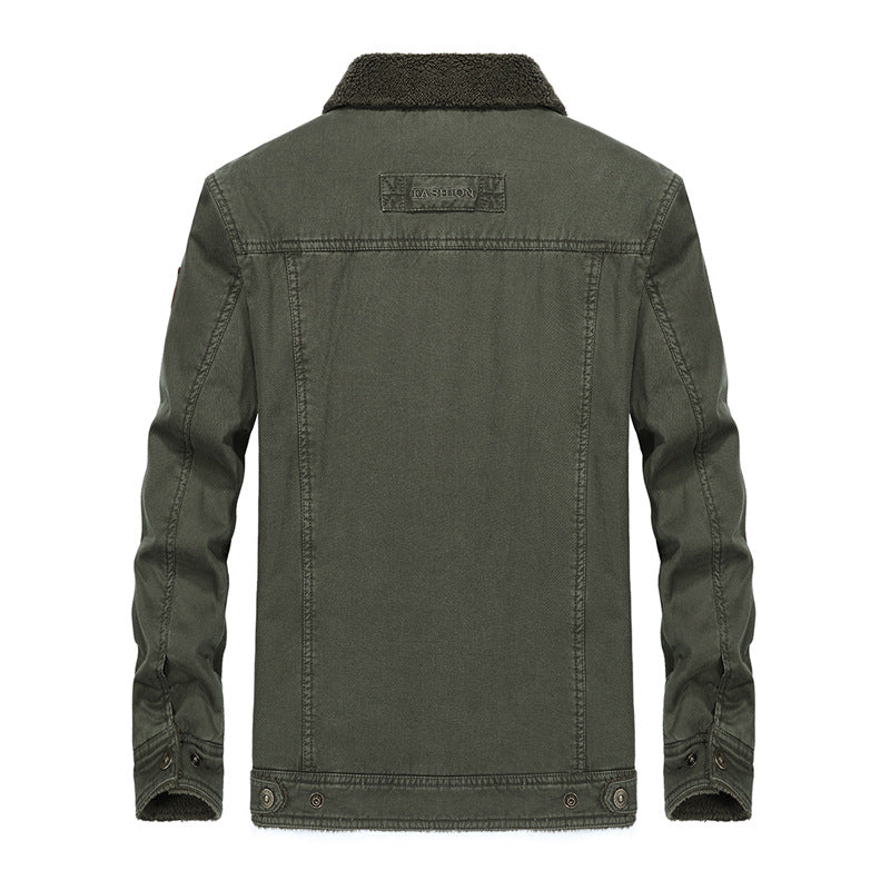 Herren Sherpa-gefütterte Canvas-Truckerjacke mit Thermofutter und Brusttaschen Echoarchiv