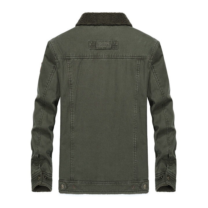 Herren Sherpa-gefütterte Canvas-Truckerjacke mit Thermofutter und Brusttaschen Echoarchiv