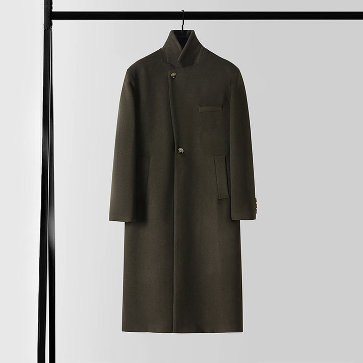 Herren Taillierter Wollmix-Longcoat mit Schalkragen und Ein-Knopf-Verschluss Echoarchiv