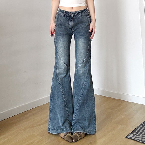 Damen klassische Flared Jeans mit hoher Taille und ausgefranstem Saum Echo Archiv