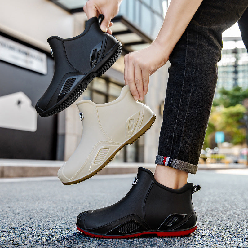 Herren Slip-On Kurzschaft-Gummiregenstiefelette mit griffiger Kontrastlaufsohle Echoarhiv – Tavélo
