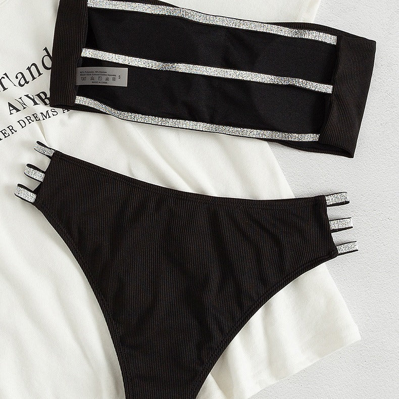Damen Bikini mit verstellbaren Riemen und hochwertiger Textur Echo Archiv