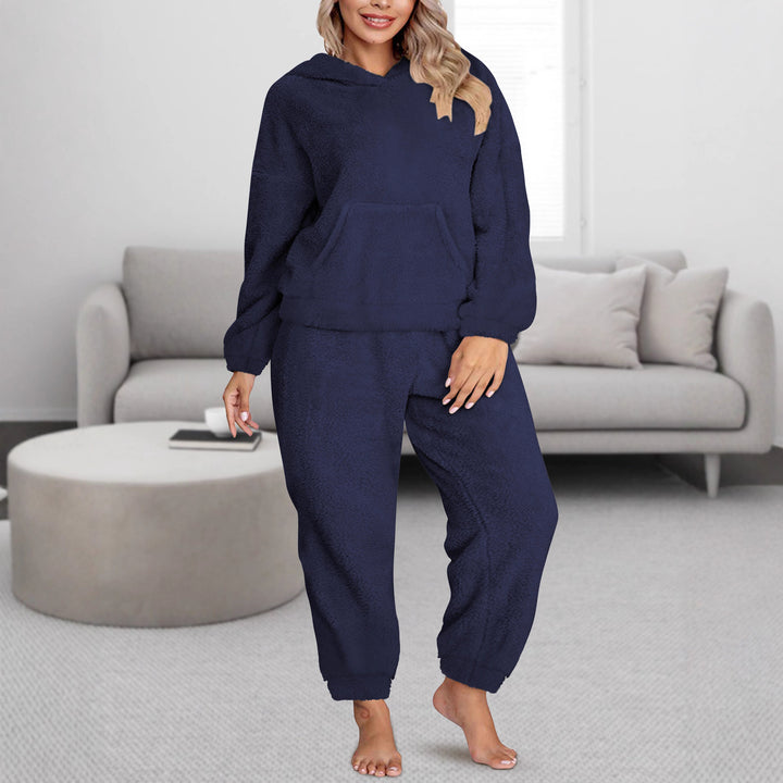 Damen Kuscheliges Teddy-Fleece Lounge-Set mit Kapuzenpullover und Jogginghose echoarchiv-