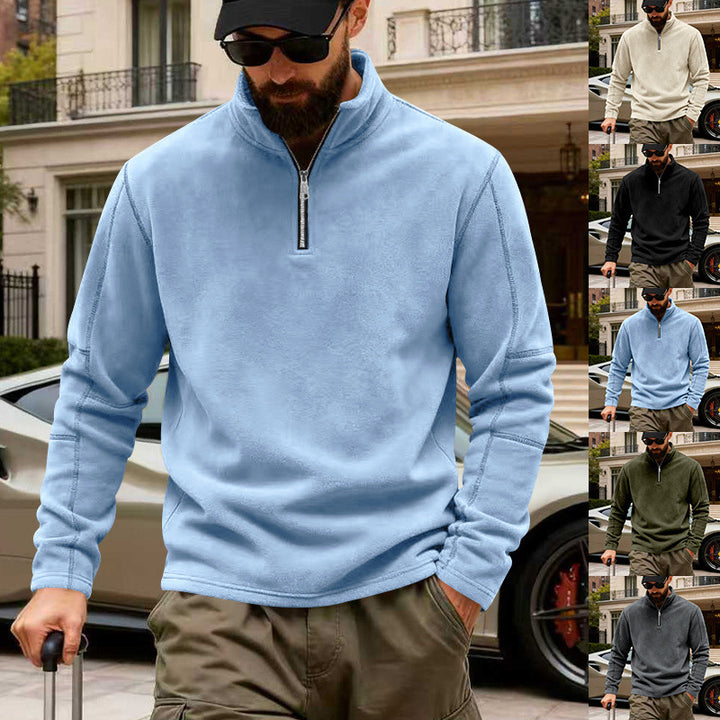 Herren Halbzip-Sweatshirt mit Stehkragen und markanten Nahtdetails – Cavarno