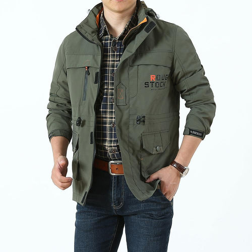 Herren Utility-Fieldjacke mit Kapuze, Multifunktionstaschen und Taillenzug Echoarchiv