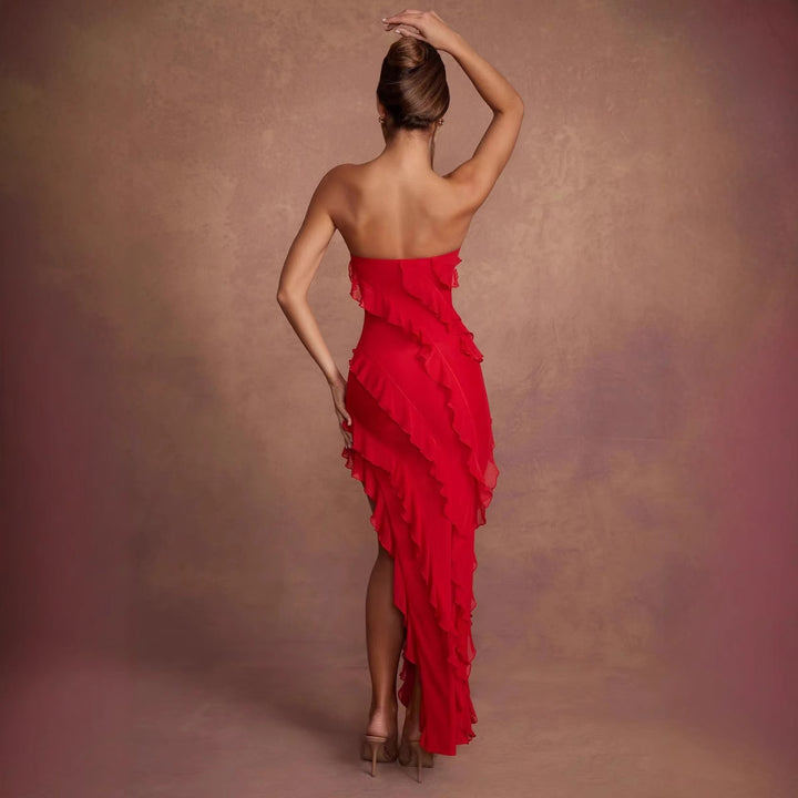 Damen Off-Shoulder Minikleid mit asymmetrischem Rüschensaum Echo Archiv