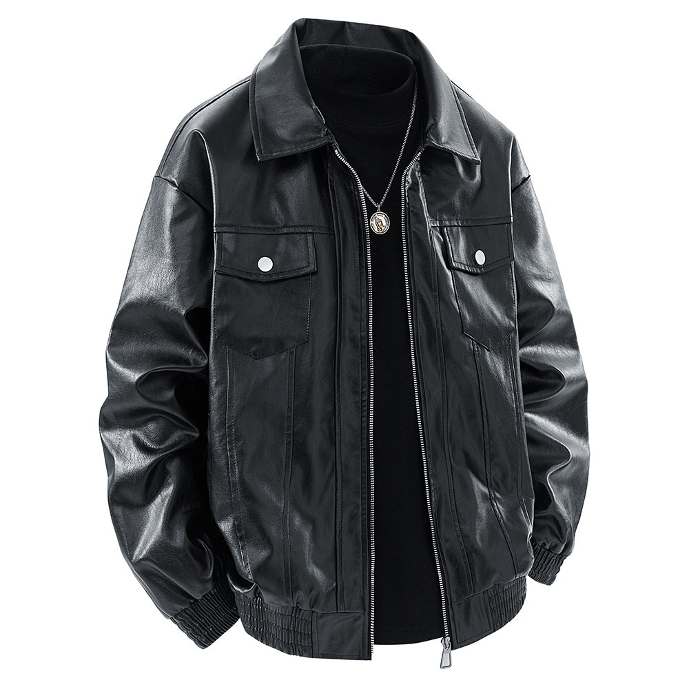 Herren kunstleder Jacke im klassischen Look mit praktischen Brusttaschen Echoarchiv