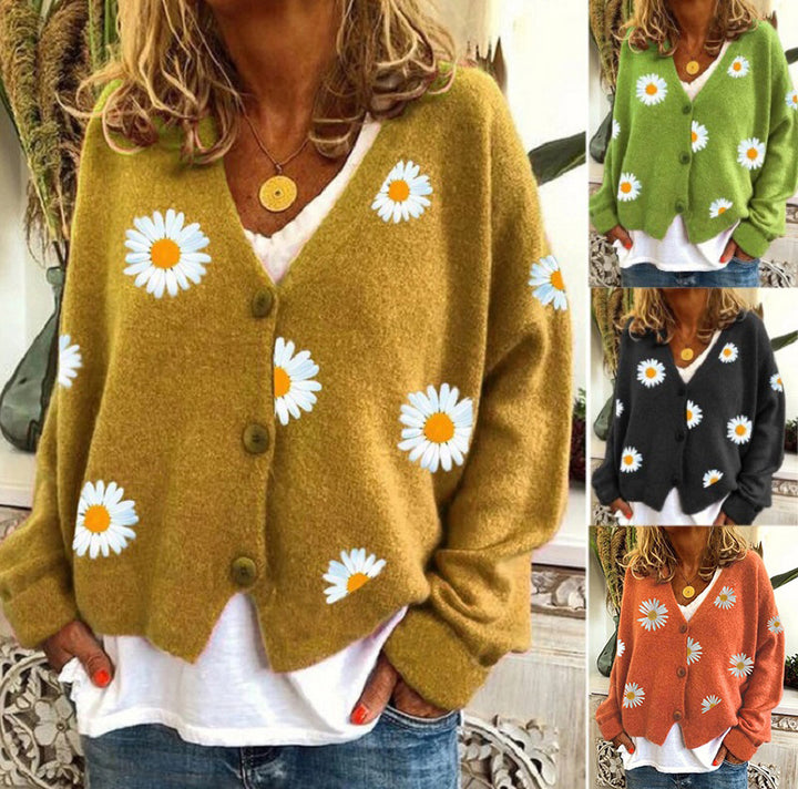 Damen Strickcardigan mit Gänseblümchen-Stickerei Echo Archiv