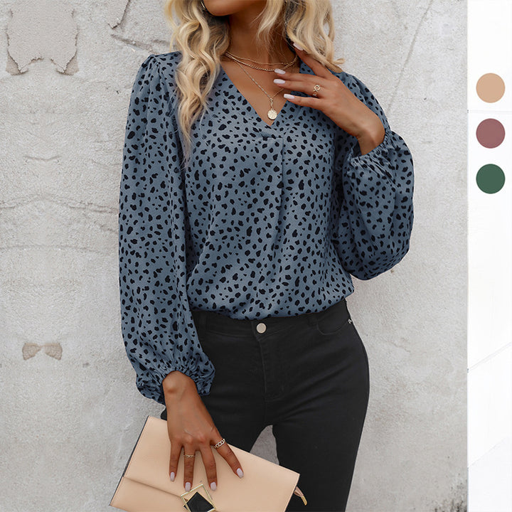 Damen Elegante V-Ausschnitt Bluse mit Puffärmeln Echo Archiv