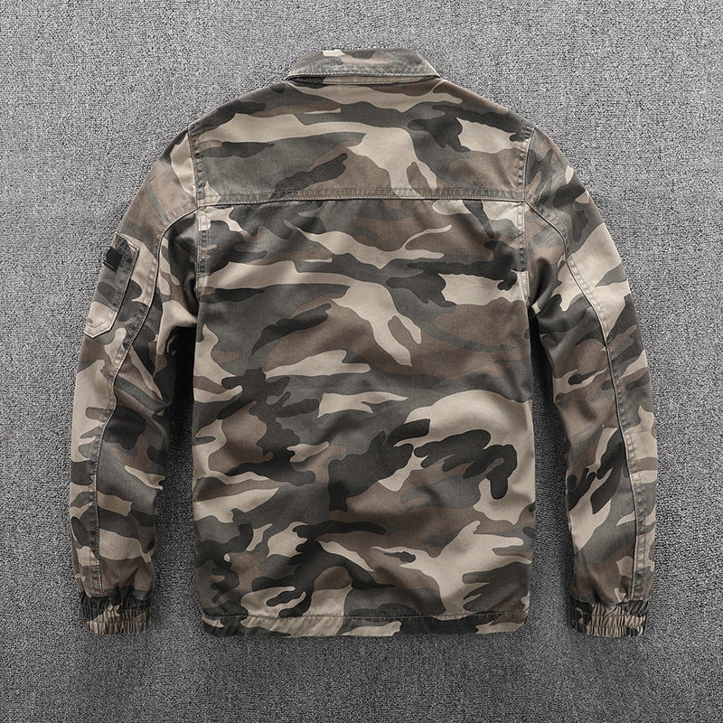 Herren Utility-Blouson im Camouflage-Muster mit Reißverschluss und Armzippertasche Echoarchiv