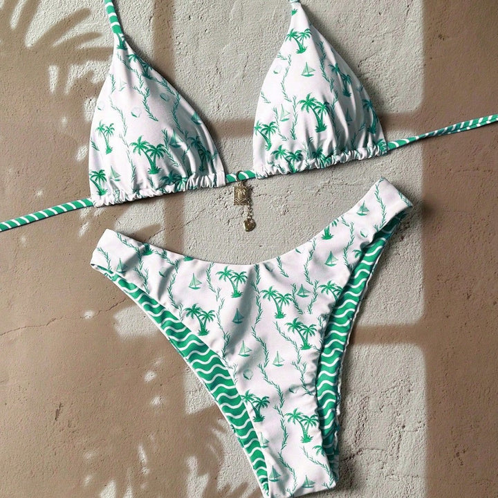 Damen Triangel-Bikini mit tropischem Muster Echo Archiv