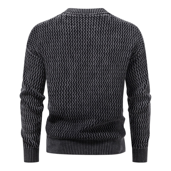 Herren Strukturierter Feinstrick-Pullover mit Stehkragen und Zickzackmuster Echo Archiv