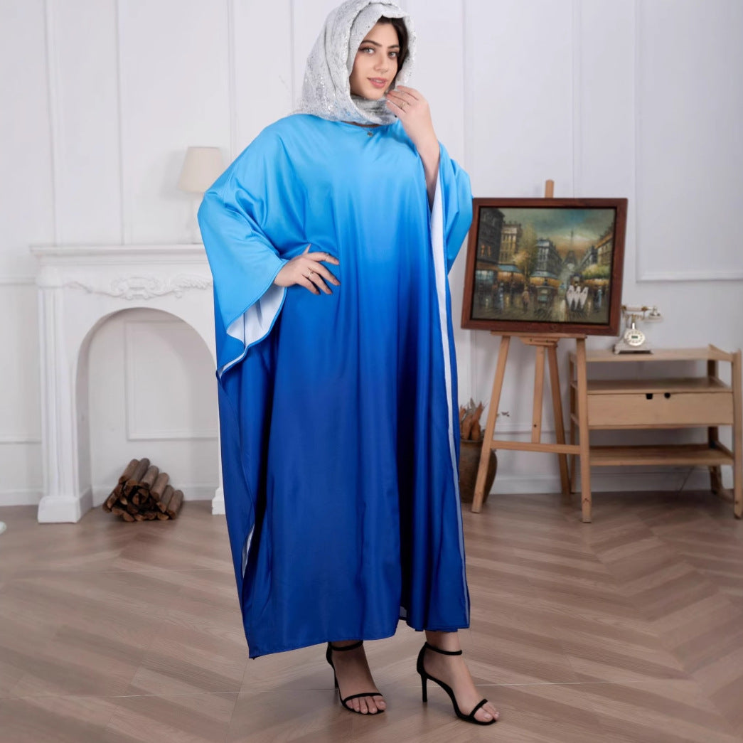 Damen Fließendes Kaftan-Maxikleid mit Oversize-Ärmeln und Rundhalsausschnitt – Valéora