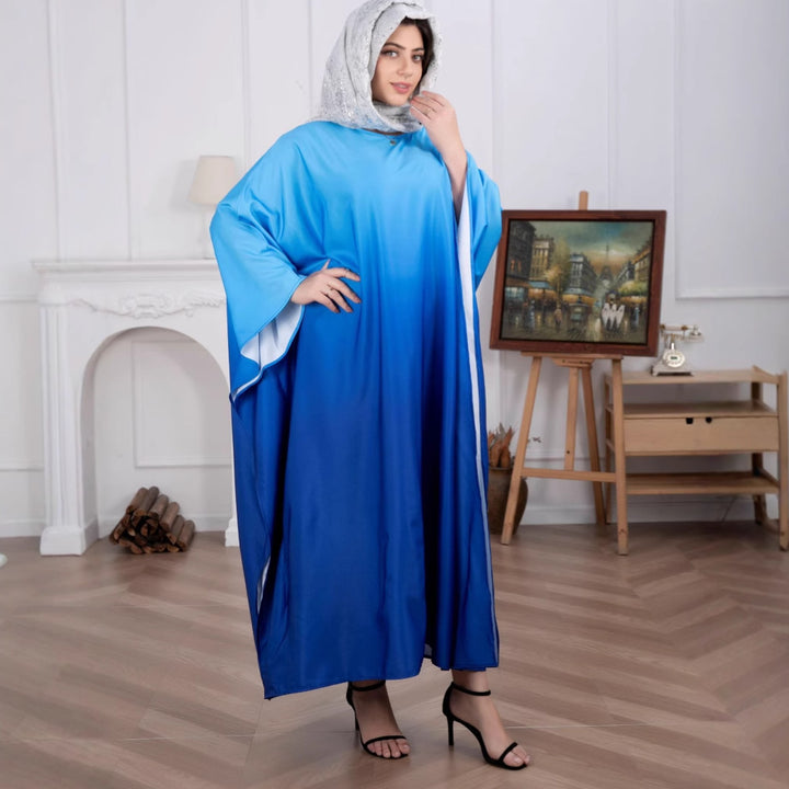Damen Fließendes Kaftan-Maxikleid mit Oversize-Ärmeln und Rundhalsausschnitt – Valéora