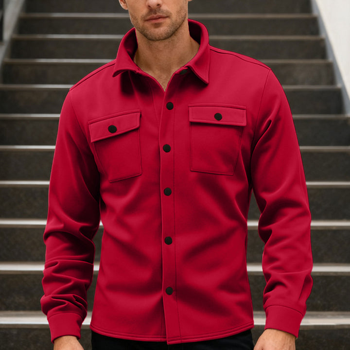 Herren nan Twill-Overshirt mit Hemdkragen, aufgesetzten Brustklappen und geradem Saum Echo Archiv