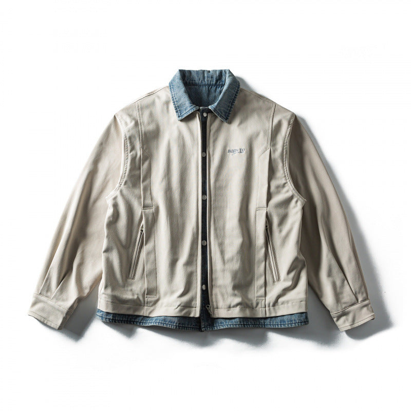 Herren Kurz geschnittene Layered‑Optik Blousonjacke mit Jeanskragen Echo Archiv