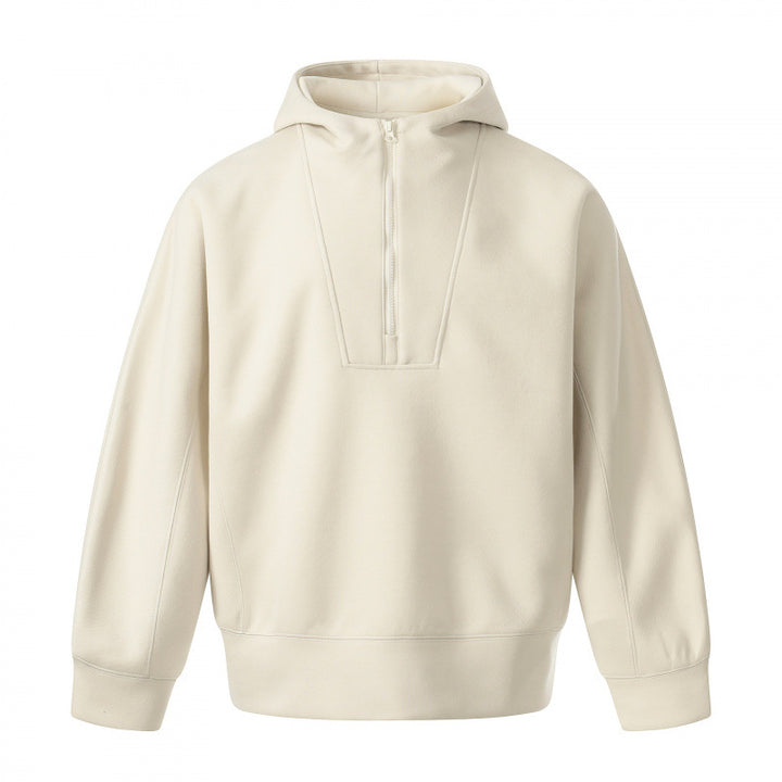 Herren Boxy-Kapuzenpullover mit halbem Reißverschluss, verstärkter Blende und cleanem Minimaldesign Echo Archiv