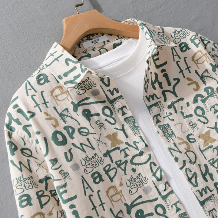 Herren Overshirt im urbanen Graffiti-Letterprint aus Baumwollmix Echoarchiv