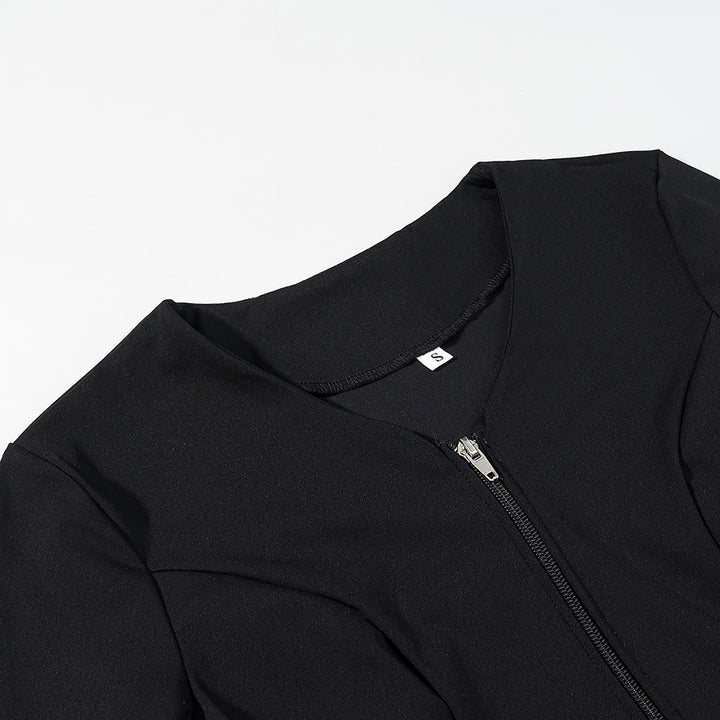 Damen Taillierte Kurzjacke mit Mittelreißverschluss und Spitzenvolants Echo Archiv