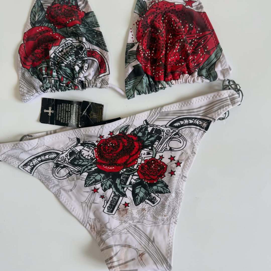 Damen Bikini-Set mit floralen Akzenten und Dekoration Echo Archiv