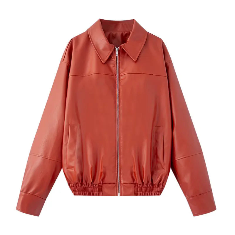 Damen nan oversize Glattlederoptik Blouson mit Hemdkragen, durchgehendem Reißverschluss und elastischem Bund Echo Archiv