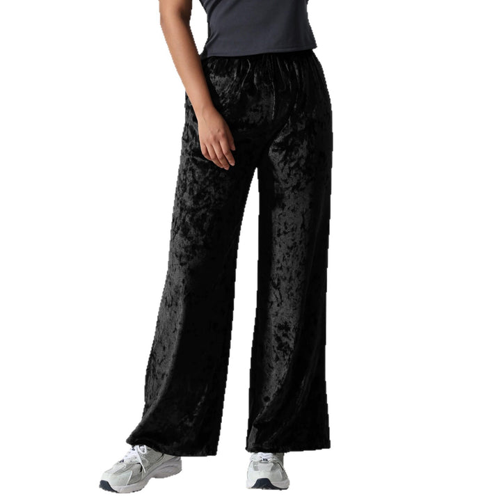 Damen Velours-Hose mit weitem Bein, Tunnelzug und Eingrifftaschen echoarchiv-