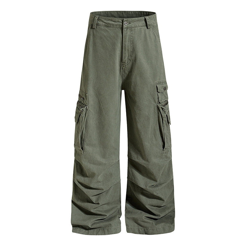 Damen weite High‑Waist Cargo‑Culottehose mit großen Klappentaschen und verstellbarem Saum Echoarchiv