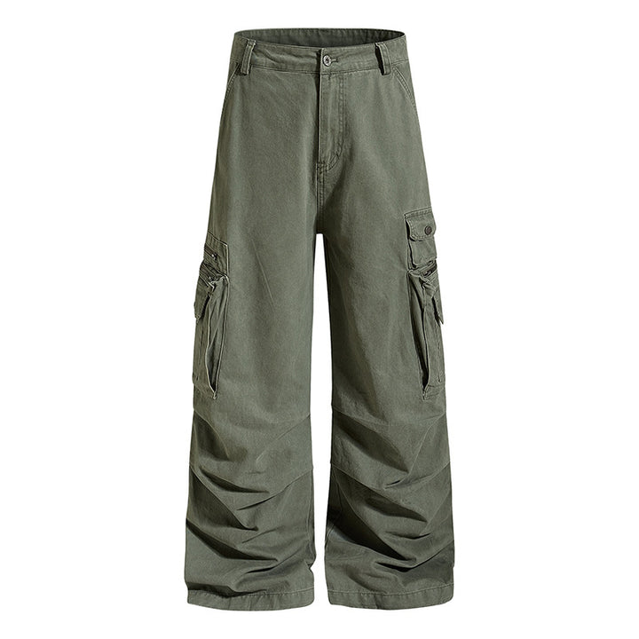 Damen weite High‑Waist Cargo‑Culottehose mit großen Klappentaschen und verstellbarem Saum Echoarchiv