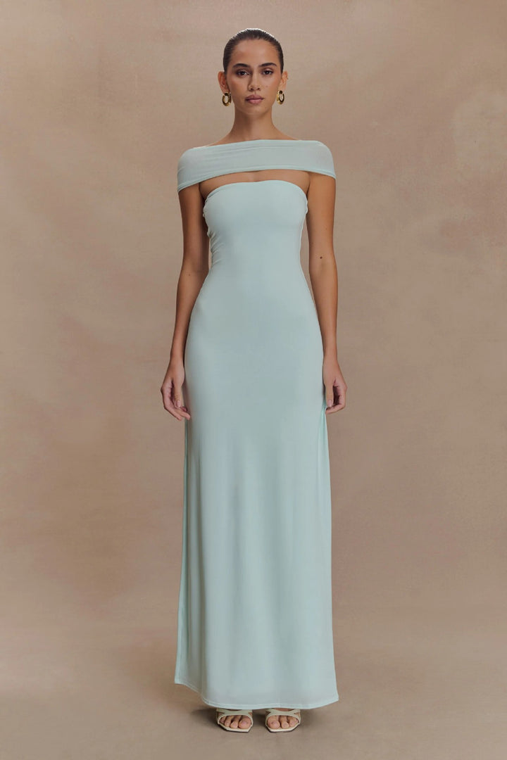 Damen Elegantes bodenlanges Kleid mit schulterfreiem Design Echo Archiv